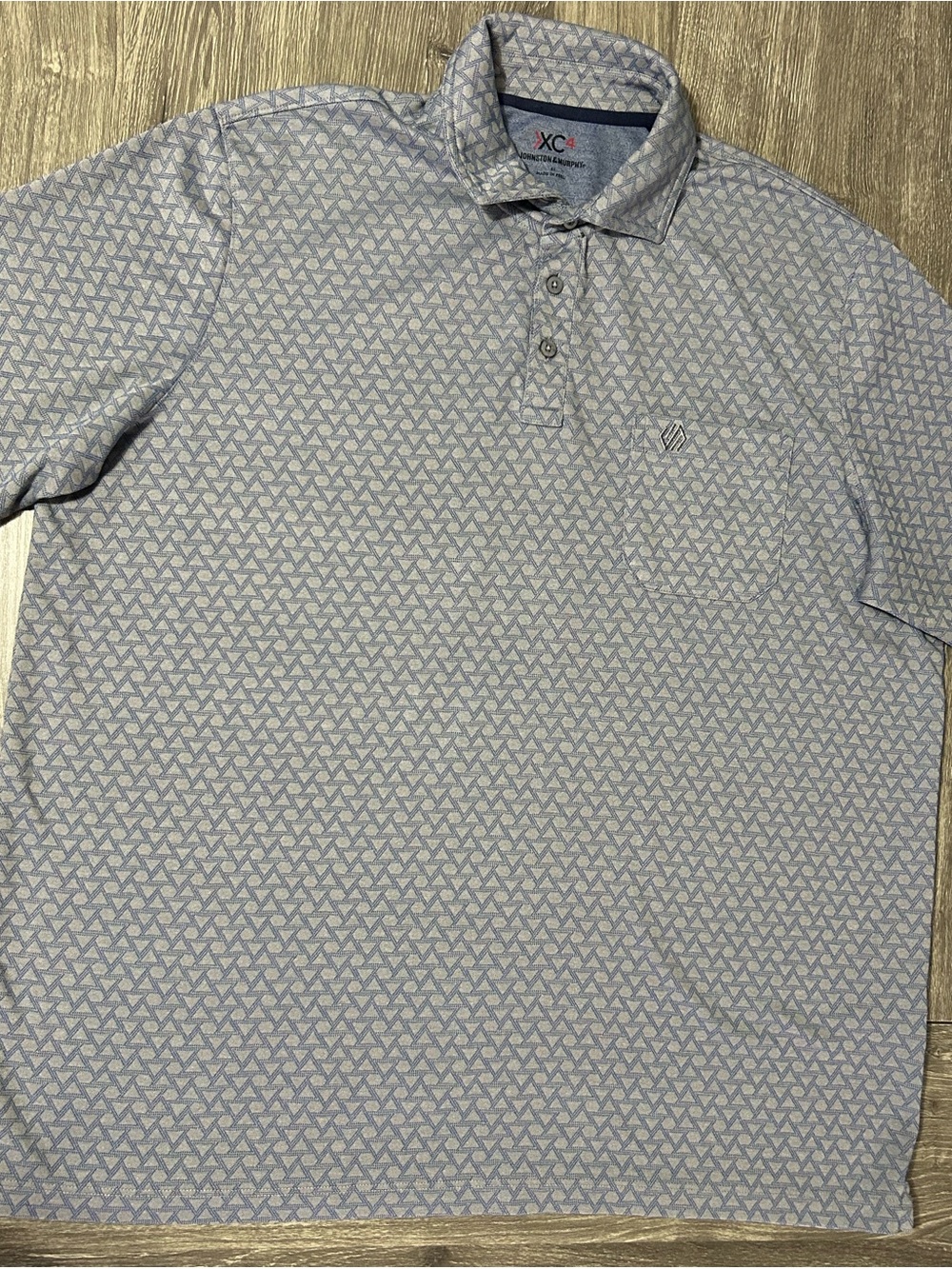 Johnston & Murphy Light Blue Geometric Polo
